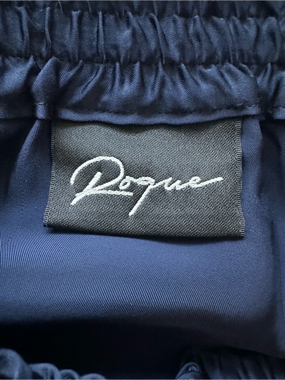 Rogue Navy Satin Asymmetric High Low Skirt IT 40 US 4-6 100% Viscose - Picture 2 of 15